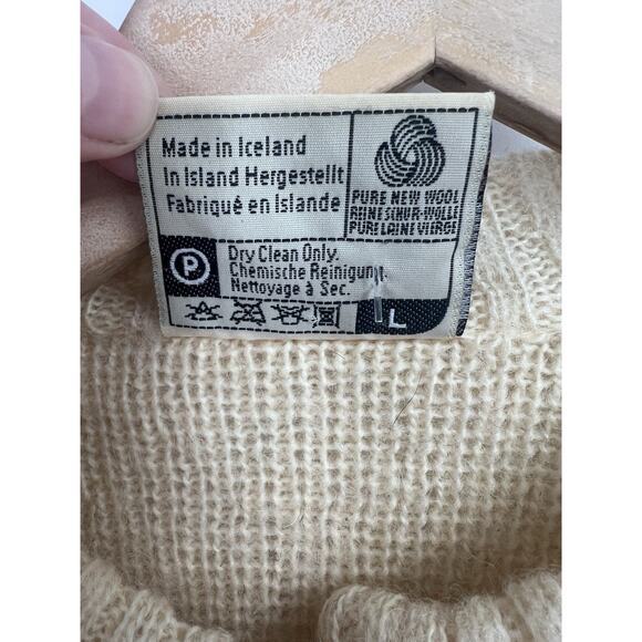 Samband Of Iceland Cream Pure Wool Chunky Knit Cardigan Adult Large Fair isle - Picture 4 of 6